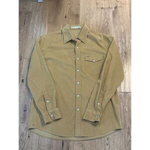 Criquet Men's Corduroy Pearl Snap Button Up Gold Sz Medium